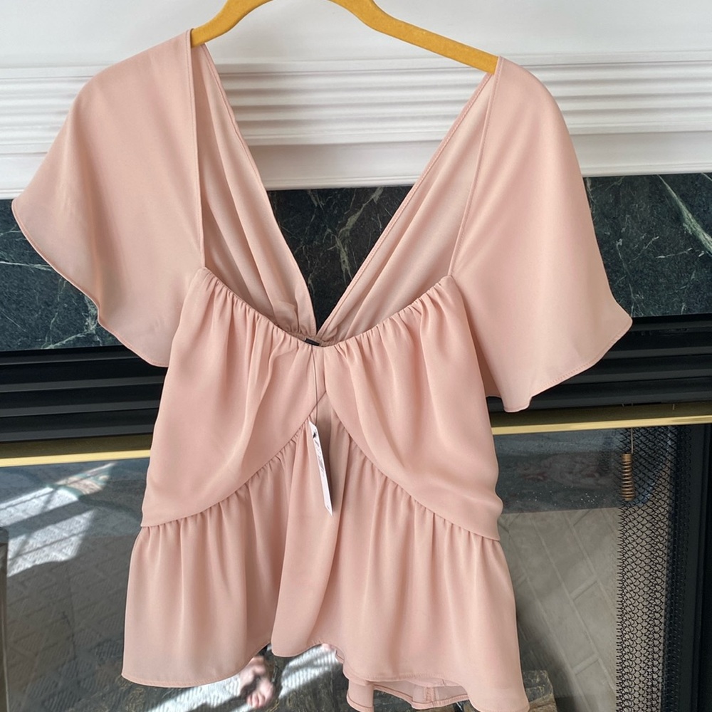 Express Flutter Sleeve Ruffle Bottom Blouse - image 1